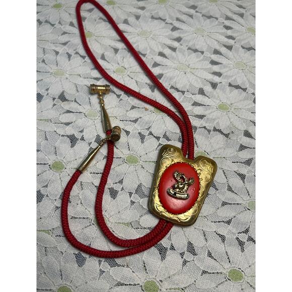 Vintage Moose Head Emblem Bolo Red Gold Past Governor - Picture 2 of 6